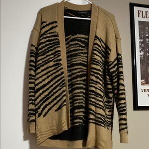 Lane Bryant Tan and Black Striped Cardigan